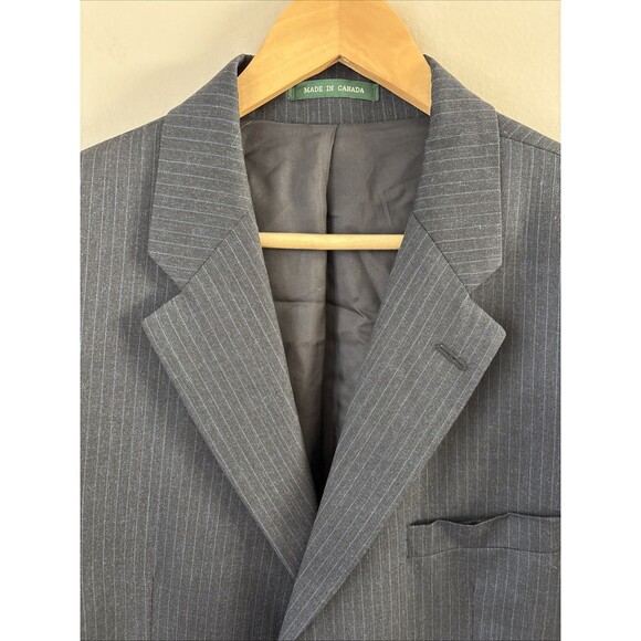 Lauren Ralph Lauren Men’s Black Wool Sports Jacket Blazer Blue Stripes 44R - Picture 3 of 12